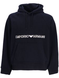 Emporio Armani hoodie en coton à logo brodé - Bleu