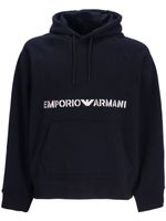 Emporio Armani hoodie en coton à logo brodé - Bleu - thumbnail