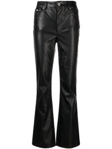 DKNY pantalon évasé en cuir - Noir