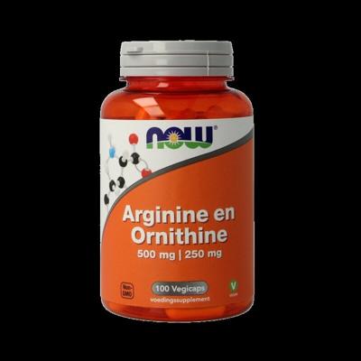 NOW Arginine & ornithine 500 / 250mg 100 Vegetarische capsules