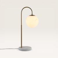 Tafellamp Sereno alabastro m - Met bol van handgemaakt opaalglas, voet van marmer - Zweeft als een maan door de ruimte - Voor binnengebruik