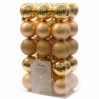Christmas Gold kerstboom decoratie kerstballen 6 cm goud 30 stuks   - - thumbnail