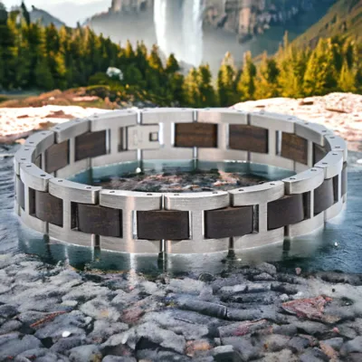 Dolomieten - Ebbenhout & Roestvrij Staal Houten Armband