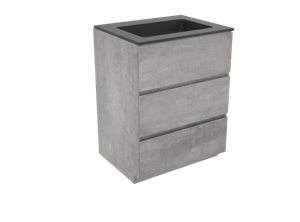 Storke Edge staand badkamermeubel 65 x 52,5 cm beton donkergrijs met Scuro enkele wastafel in mat kwarts