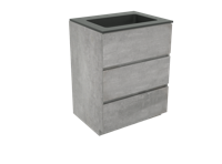 Storke Edge staand badkamermeubel 65 x 52,5 cm beton donkergrijs met Scuro enkele wastafel in mat kwarts