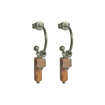 Flow Jewels Open Creolen Anisya Beige Cilinders Zilver