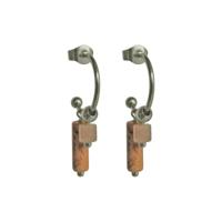 Flow Jewels Open Creolen Anisya Beige Cilinders Zilver