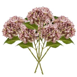 Kunstbloem Hortensia tak - 5x - Annabelle - 52 cm - paars - Kunst zijdebloem - Hydrangea