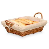 Rieten mand - gevlochten riet - bruin - 35 x 28 x 13 cm - broodmand - serveermand