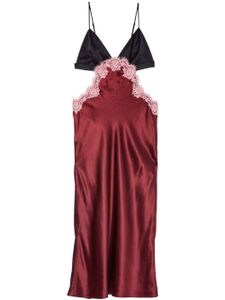 Fleur Du Mal robe-caraco à dentelle appliquée - Rouge