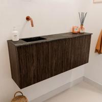 Toiletmeubel Mondiaz Joya Dlux | 100 cm | Meubelkleur Walnut | Faye wastafel Lava Wasbak Links | Zonder kraangat(en)