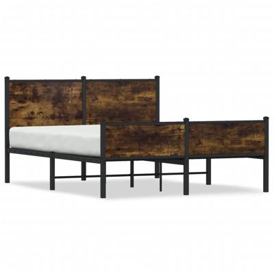 Bedframe hoofd- en voeteneinde metaal gerookt eiken 140x190 cm