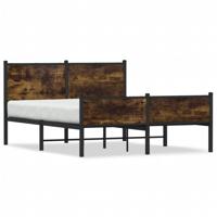 Bedframe hoofd- en voeteneinde metaal gerookt eiken 140x190 cm