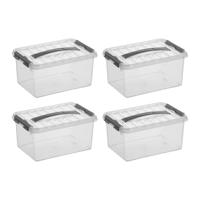 Q-line opbergbox 6L - Set van 4 - Transparant/grijs