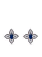 Roberto Coin puces d'oreilles Princess Flower en or blanc 18ct serties de saphirs et de diamants - Argent - thumbnail