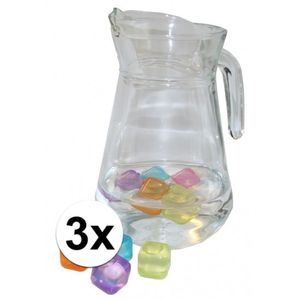 3x Ronde waterkan van glas 1,3 liter   -