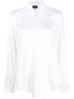 Giorgio Armani V-neck long-sleeves silk shirt - Blanc