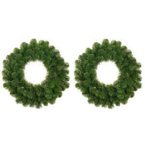 Set van 2x stuks groene kerstkransen/deurkransen 45 cm