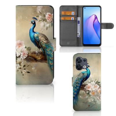 Telefoonhoesje | Met pasjeshouder | voor OPPO Reno8 Vintage Pauwen