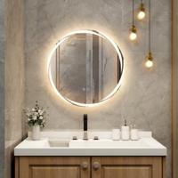 60x60cm LED-Badkamerspiegel Ronde Spiegel met 3 Kleuren Dimbare Lichten Aanraakschakelaar Anticondens en Geheugenfunctie