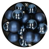 32x stuks kunststof kerstballen donkerblauw 4 cm - Kerstbal