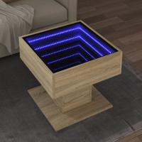 Salontafel met LED 50x50x45 cm bewerkt hout sonoma eikenkleurig