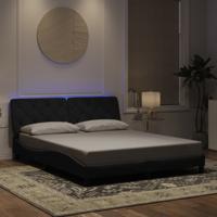 Bedframe met LED-verlichting fluweel zwart 160x200 cm