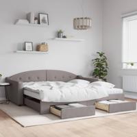 Slaapbank met onderschuifbed en lades 100x200 cm stof taupe