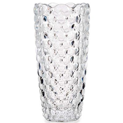 Bloemenvaas bubbels relief 8 x 19,5 cm van glas