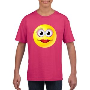 Emoticon t-shirt diva roze kinderen