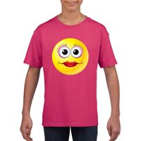 Emoticon t-shirt diva roze kinderen XL (158-164)  -