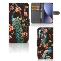 Xiaomi 12 | 12X | Telefoonhoesje | Met pasjeshouder | Pauw met Bloemen