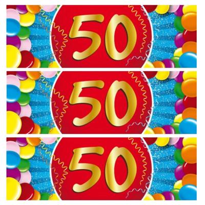 50 jaar leeftijd stickers - 5x - 19 x 6 cm - leeftijd verjaardag versiering - gekleurd