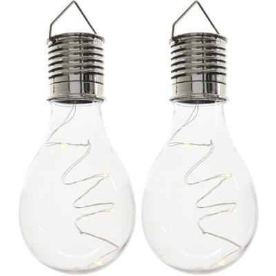 Solar hanglamp bol/peertje - 2x - transparant - kunststof - 14 cm