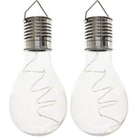 Solar hanglamp bol/peertje - 2x - transparant - kunststof - 14 cm