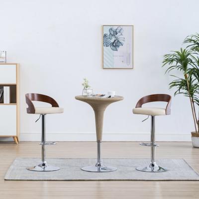 Barkrukken 2 st kunstleer en gebogen hout crmekleurig