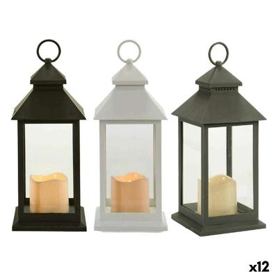 Led-lantaarn Gift Decor Wit Zwart Kristal Plastic 13,5 x 34,5 x 13,5 cm (12 Stuks)