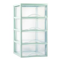 Ladeblokje/bureau organizer met 4x lades - transparant/mintgroen - L26 x B36 x H49 cm - plastic