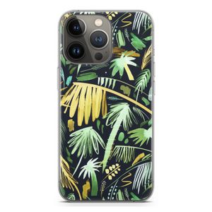Tropical Palms Dark: iPhone 13 Pro Transparant Hoesje