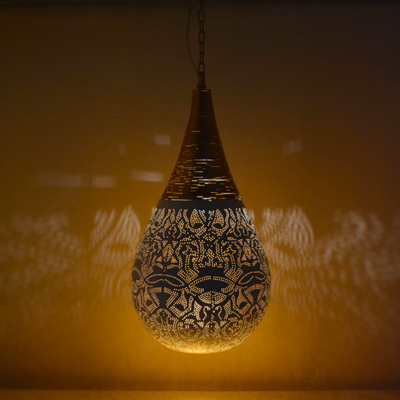 Hanglamp Ameera wit/goud druppel met draad in 2 maten