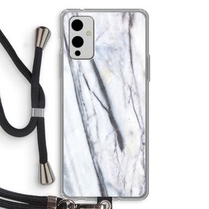 Gestreepte marmer: OnePlus 9 Transparant Hoesje met koord