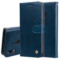 Business Style olie Wax textuur horizontale Flip lederen case voor Huawei P Smart 2019 met houder & card slots & portemonnee (blauw)