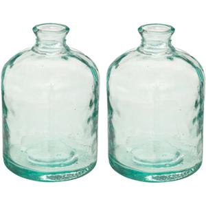 Bloemenvaas - 2x - Apotheker Fles model - transparant - glas - H20 x D12 cm