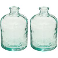 Bloemenvaas - 2x - Apotheker Fles model - transparant - glas - H20 x D12 cm