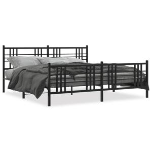 Bedframe met hoofd- en voeteneinde metaal zwart 183x213 cm