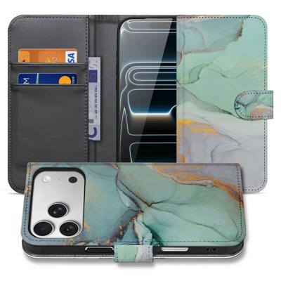 Apple iPhone 17 Pro Hoesje Watercolor Mix PU-Leer Met 3 Pasjes Sluitlipje