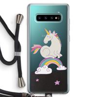 Regenboog eenhoorn: Samsung Galaxy S10 Plus Transparant Hoesje met koord - thumbnail