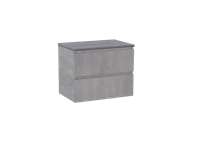 Linie Lado zwevend badmeubel 70 x 46 cm beton donkergrijs met Lado enkel wastafelblad in beton donkergrijze melamine