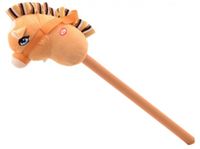 Johntoy stokpaard met geluid 75 cm pluche lichtbruin - thumbnail