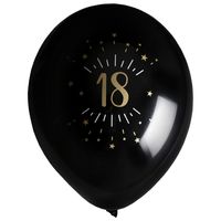 Verjaardag leeftijd ballonnen 18 jaar - 8x - zwart/goud - 23 cm - Feestartikelen/versieringen - thumbnail